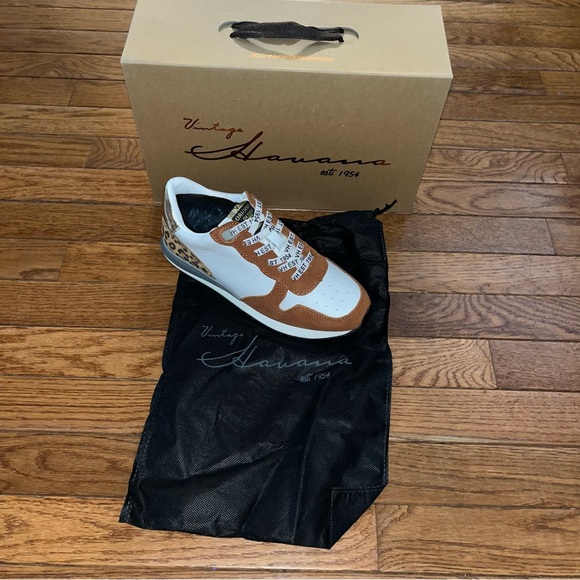 Vintage Havana Leather Valery Rust & Leopard Detail Run Sneakers Women's Size 6 - Picture 10 of 13